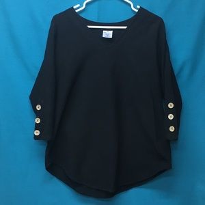 Sea Breeze Black Cotton 3/4 Sleeve Tunic